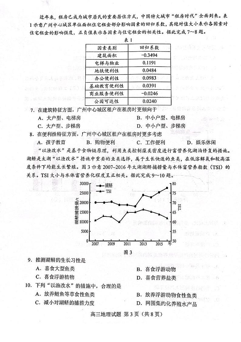 山东省菏泽市2022届高三一模地理试题无答案第3页