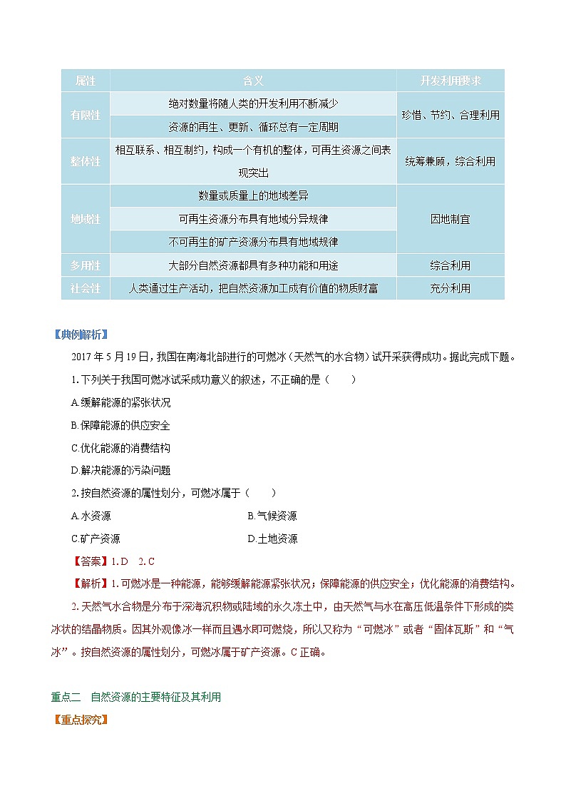 1.2 自然资源及其利用 学案 高中地理新人教版选择性必修3(2022年)第3页