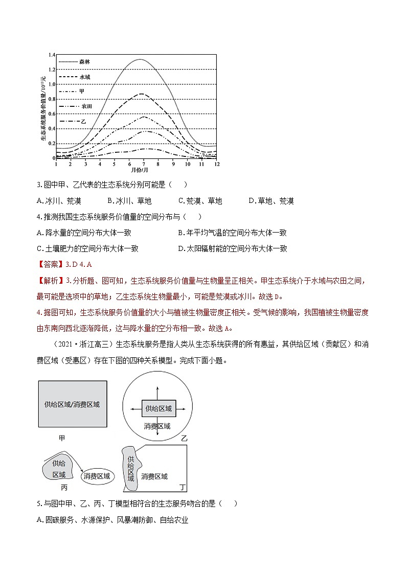 1 自然环境的服务功能 同步练习 高中地理新人教版选择性必修3(2022年)第2页