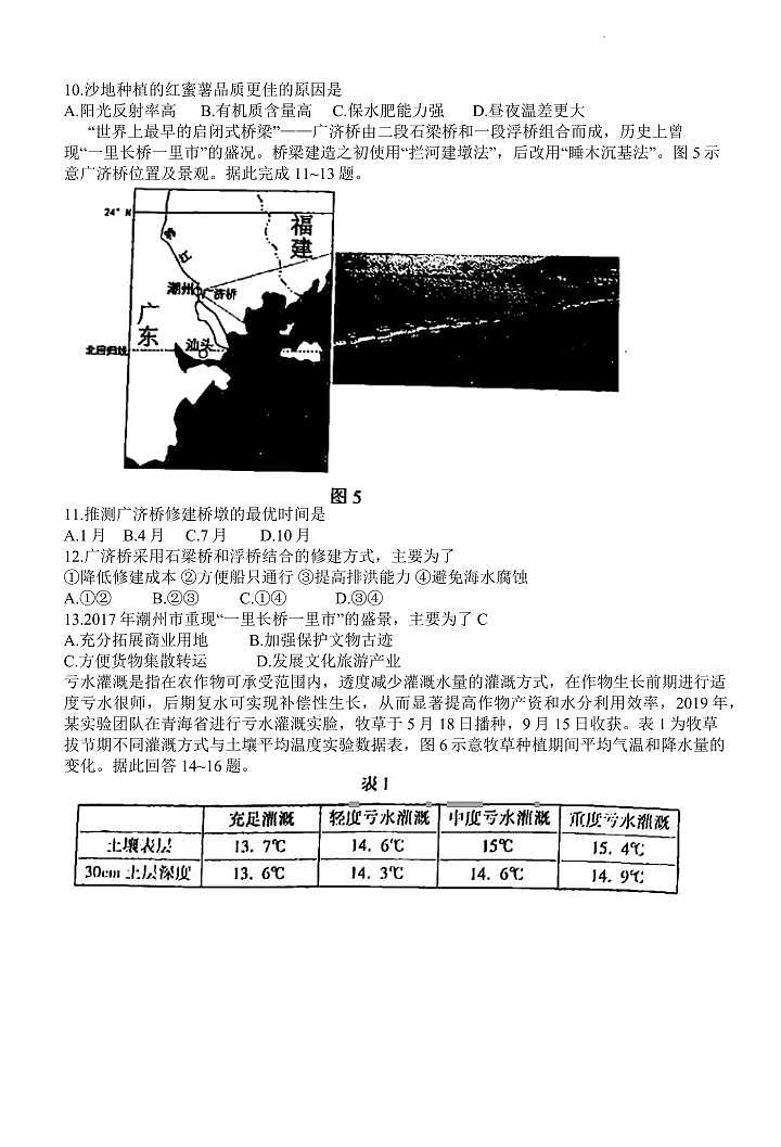 2022年3月福州市高中毕业班质量检测地理含答案03