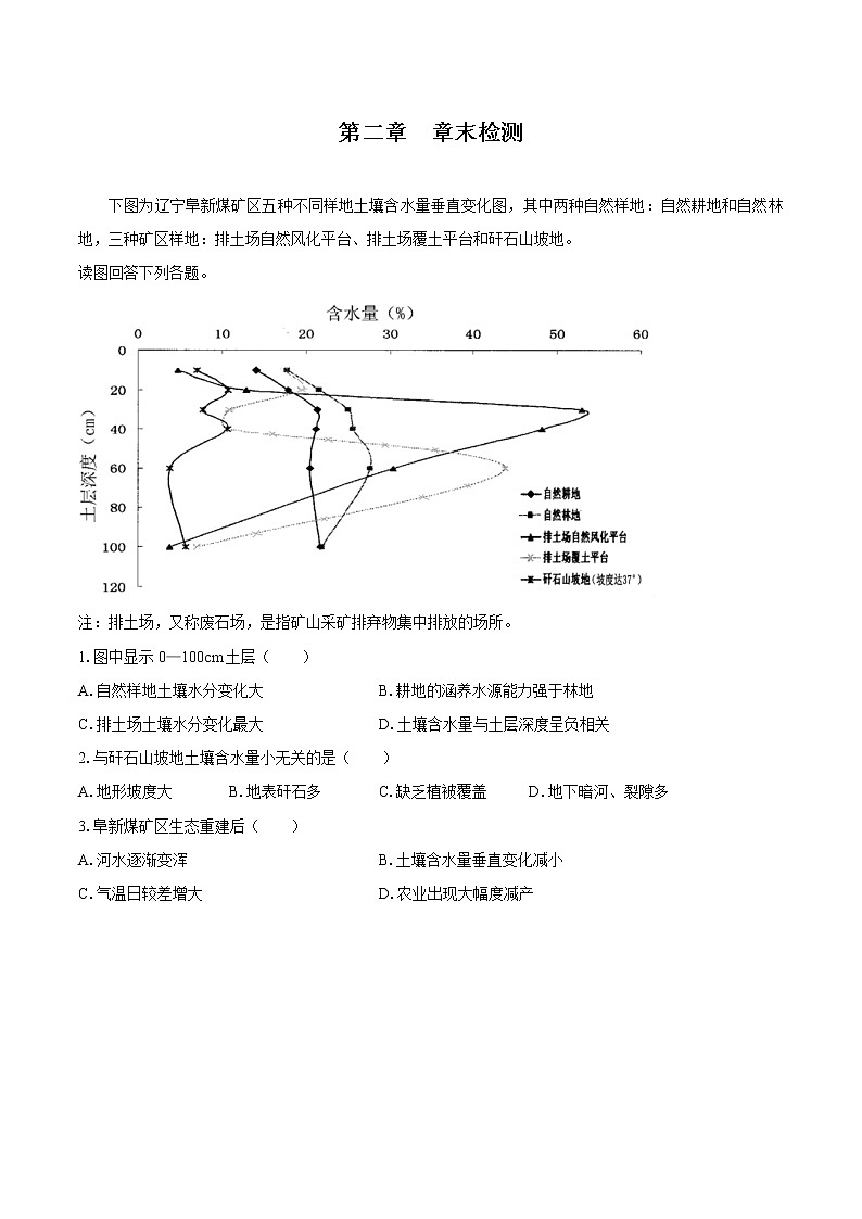 第二章　章末檢測　高中地理新湘教版選擇性必修3第1頁
