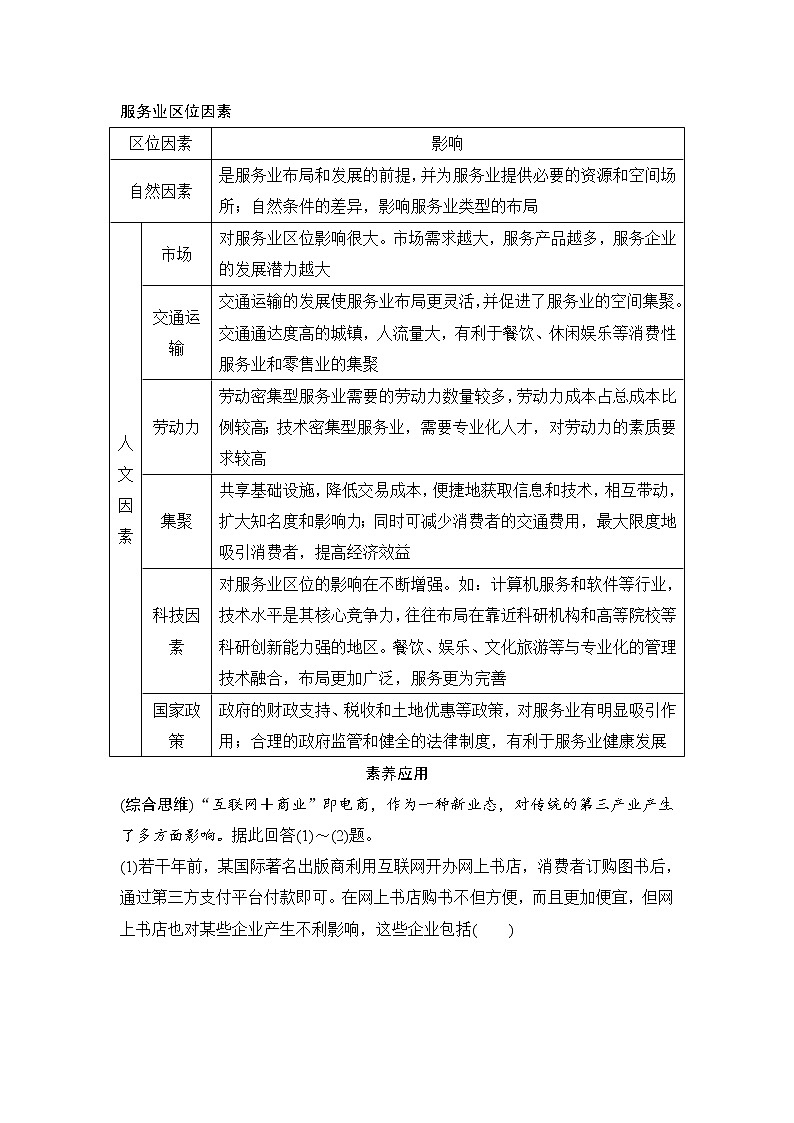2021-2022学年高中地理新人教版必修第二册 第三章 第三节 服务业区位因素及其变化 学案教案第3页