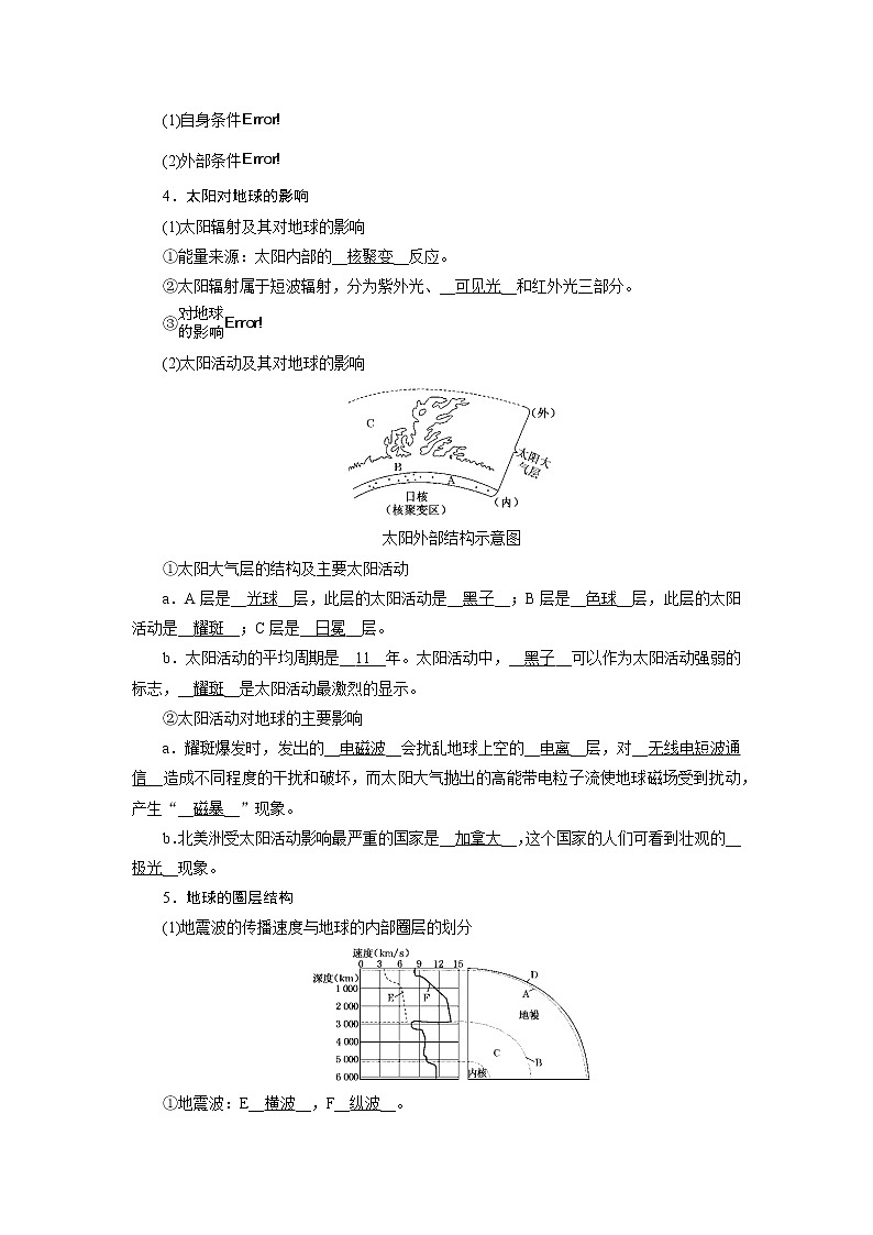 2022届高三高考地理全国通用版一轮专题复习 第3讲 地球的宇宙环境太阳对地球的影响 学案第2页