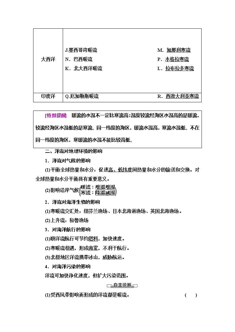2022届高考地理人教版教材一轮复习 第3章 第2节 大规模的海水运动 学案02
