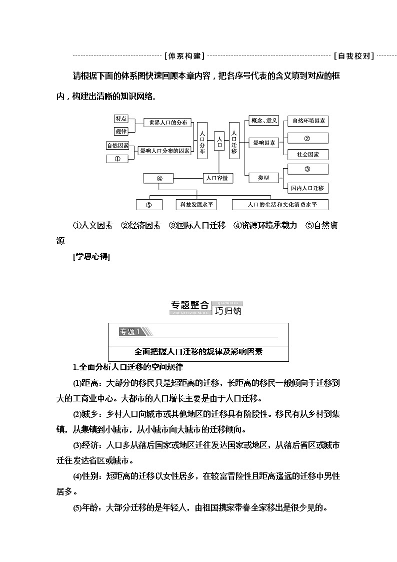 2020-2021学年高中地理新人教版必修第二册 第1章 章末小结与测评 学案03