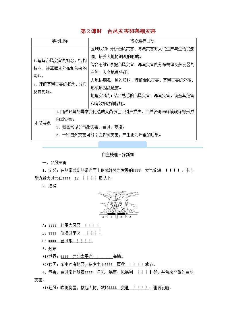 高中地理第6章自然灾害第1节第2课时台风灾害和寒潮灾害课件+学案+作业新人教版必修第一册01