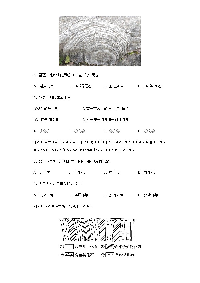 1.4地球的演化(重点练)- 2020-2021学年高一地理十分钟同步课堂专练(新教材湘教必修第一册)第2页