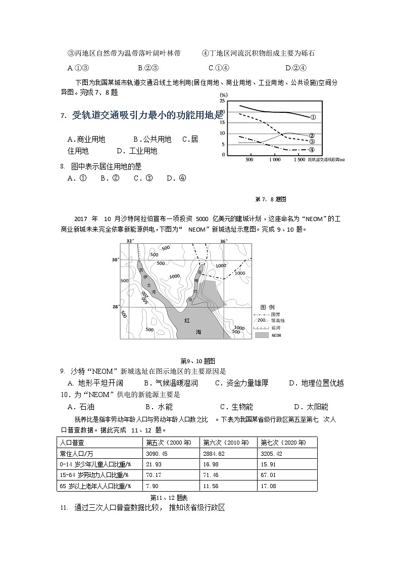2022宁波镇海中学高三上学期12月月考地理试题含答案第3页