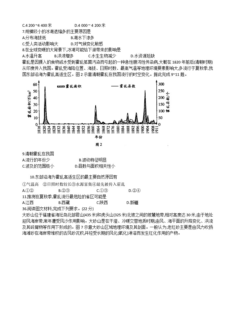 天一大聯(lián)考2021屆高三下學(xué)期階段性測試(四)文綜地理試題Word版第2頁