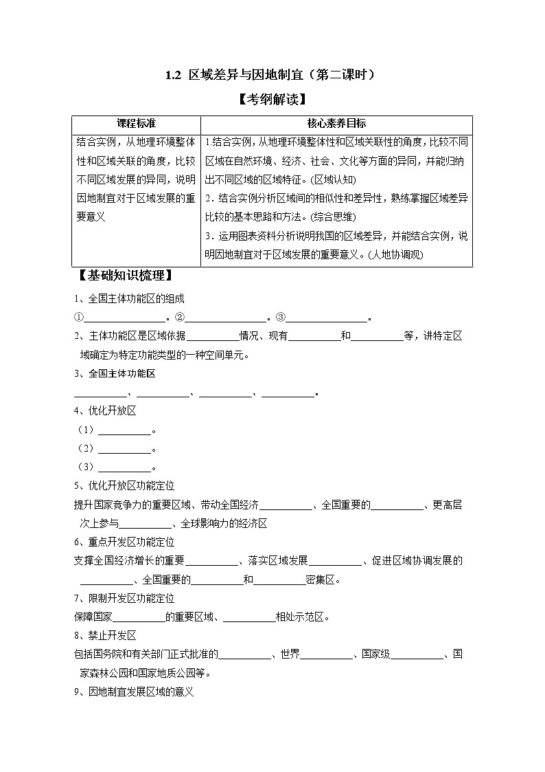 1.2區(qū)域差異與因地制宜（第2課時(shí)）習(xí)題 高中地理 新中圖版選擇性必修2（學(xué)生版）（2022年）第1頁(yè)
