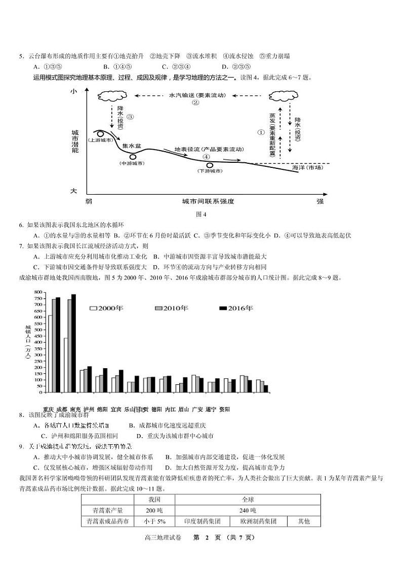 2021届北京市石景山区高三下学期3月统一练习(一模)地理试题 PDF版02