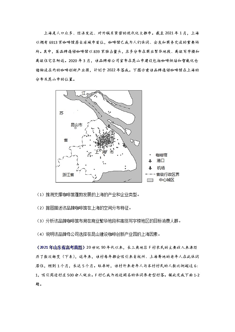 三年高考(2019-2021)地理试题分项汇编专题11工业与服务业学生版第2页