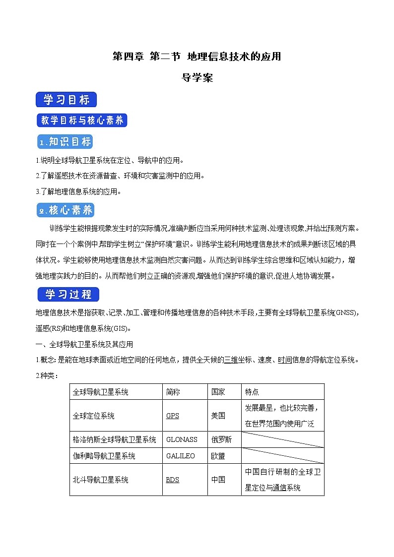 4.2 地理信息技术的应用导学案(2)-中图版高中地理必修第一册01