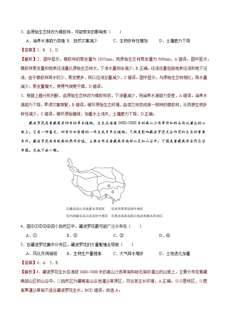 2.3生物圈与植被(练习)-2020-2021学年高一同步课堂(新教材鲁教版必修第一册)02