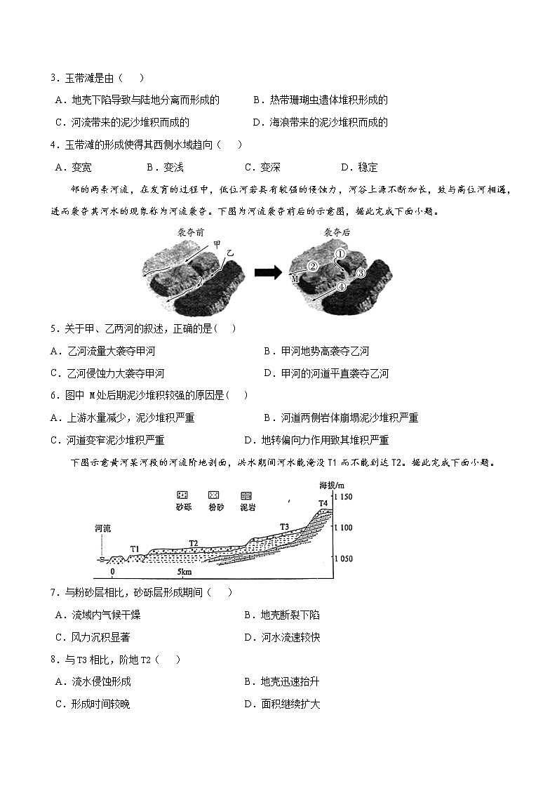 3.3 探秘瀾滄江—湄公河流域的河流地貌(練習(xí))-【愛上地理課】2020-2021學(xué)年高一同步課堂(新教材魯教版必修第一冊)(原卷版)第2頁