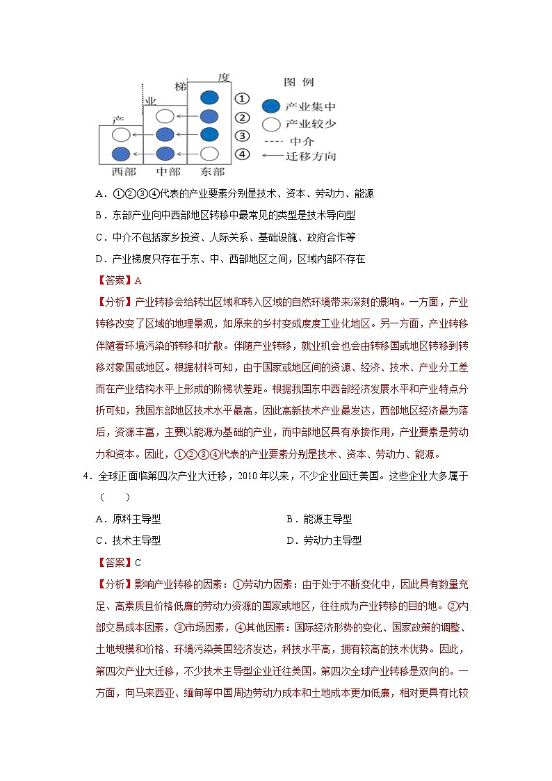 3.1产业转移对区域发展的影响(精选练习)-2020-2021学年高二地理同步备课系列(新教材湘教版选择性必修2)第2页