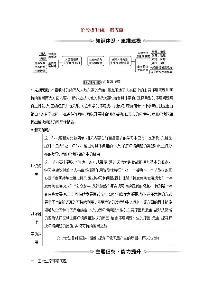 浙江专用湘教版高中地理必修2第五章人地关系与可持续发展阶段提升课学案01