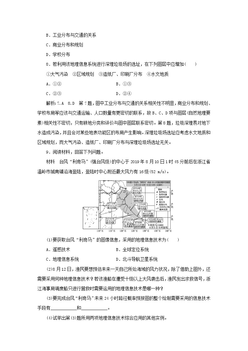 中图版高中地理必修第一册课时检测18地理信息技术的应用含解析03