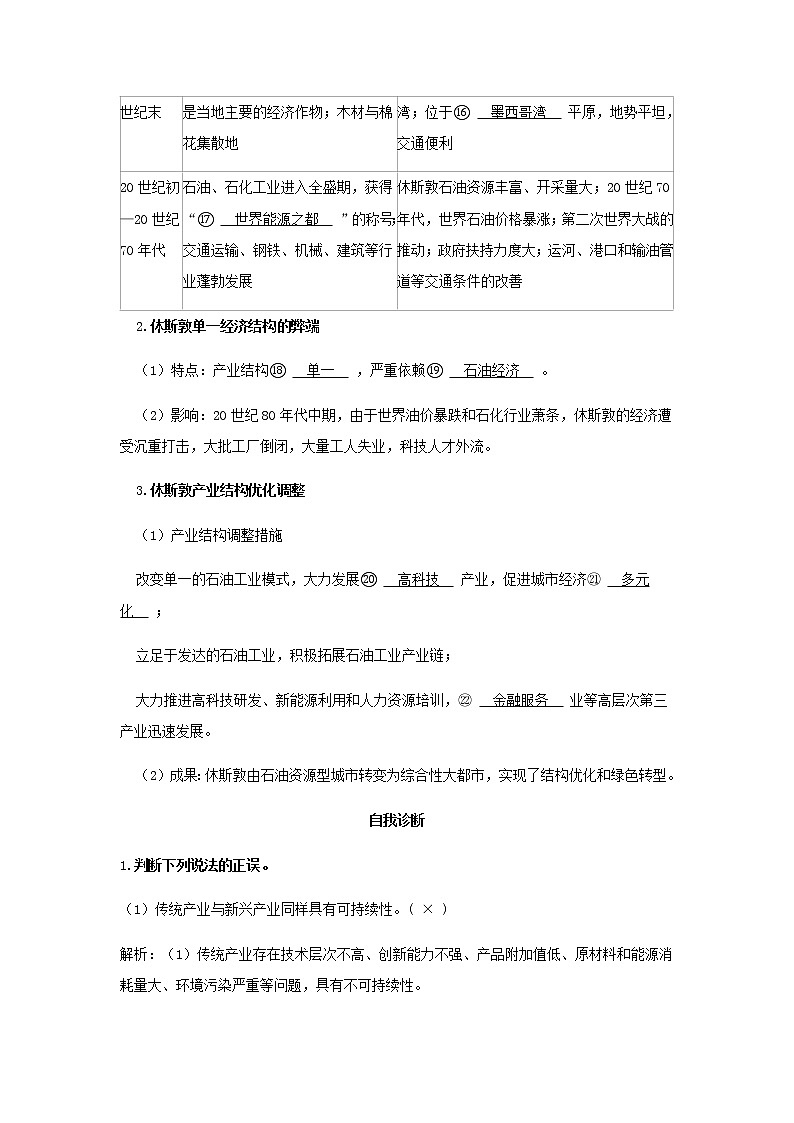 湘教版高中地理选择性必修第二册第二章区域发展第二节产业转型地区的结构优化__以美国休斯敦为例学案03