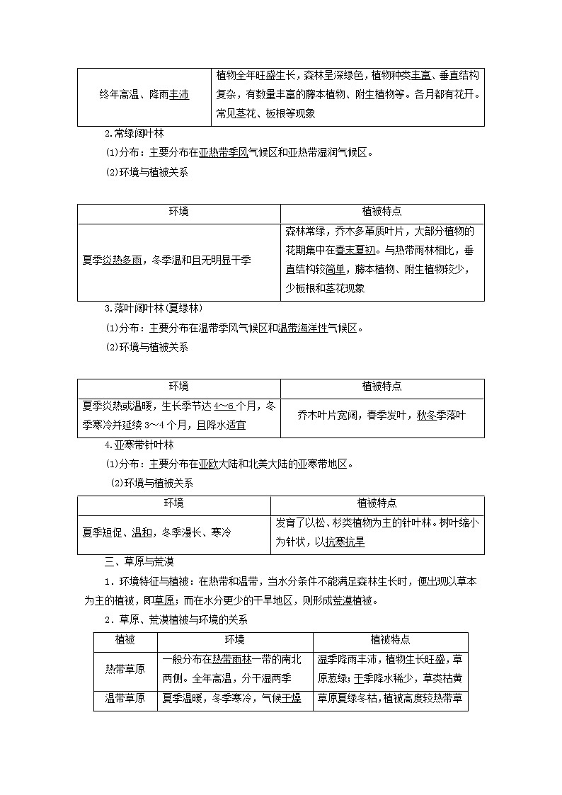 新人教版高考地理一轮复习第五章植被与土壤第10讲植被学案02