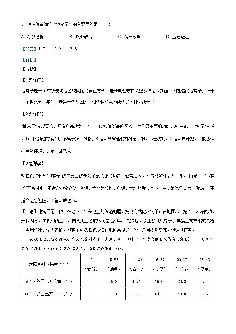 精品解析:江苏省2021年新高考适应性考试地理试题(含答案)02