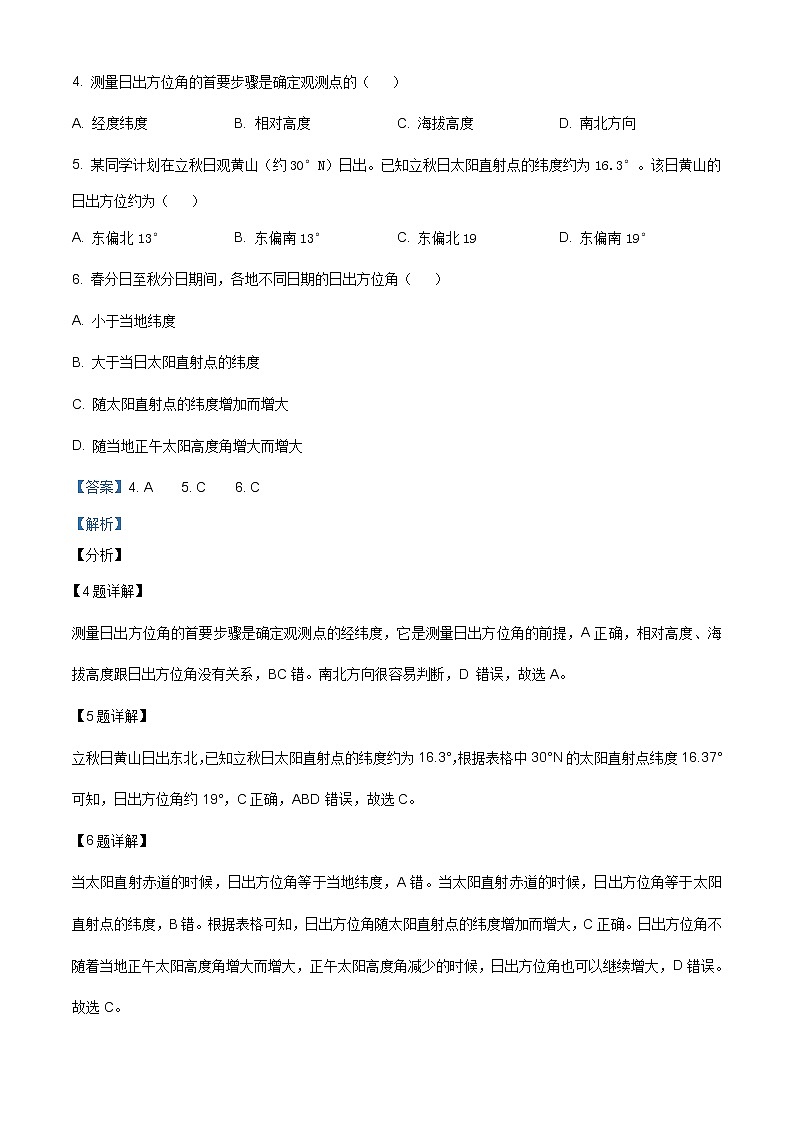 精品解析:江苏省2021年新高考适应性考试地理试题(含答案)03
