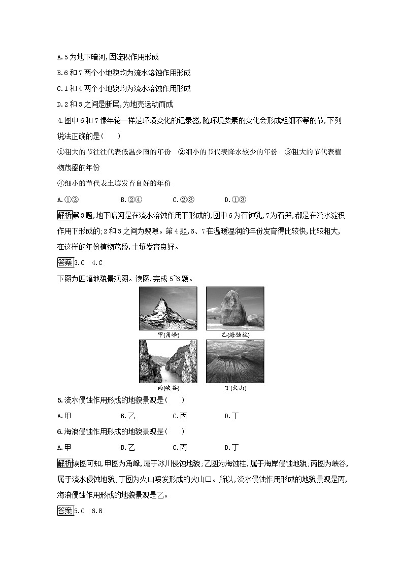 新人教必修第一册高中地理第四章地貌测评含解析第2页