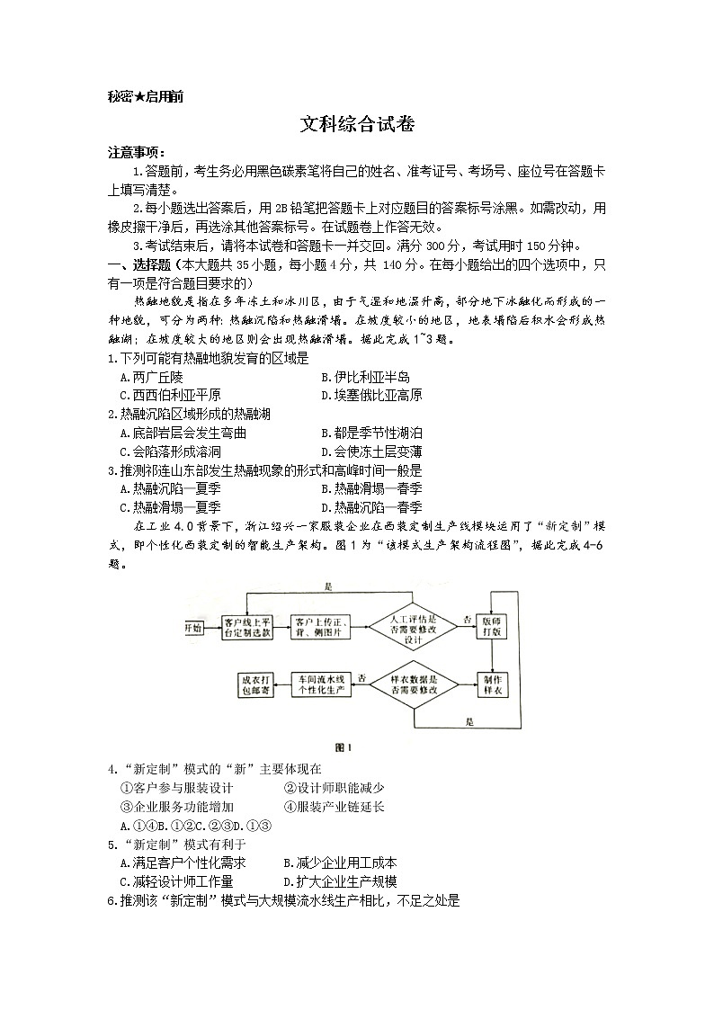 2022届云南师范大学附属中学高三高考适应性月考卷(十)地理试题(解析版)01