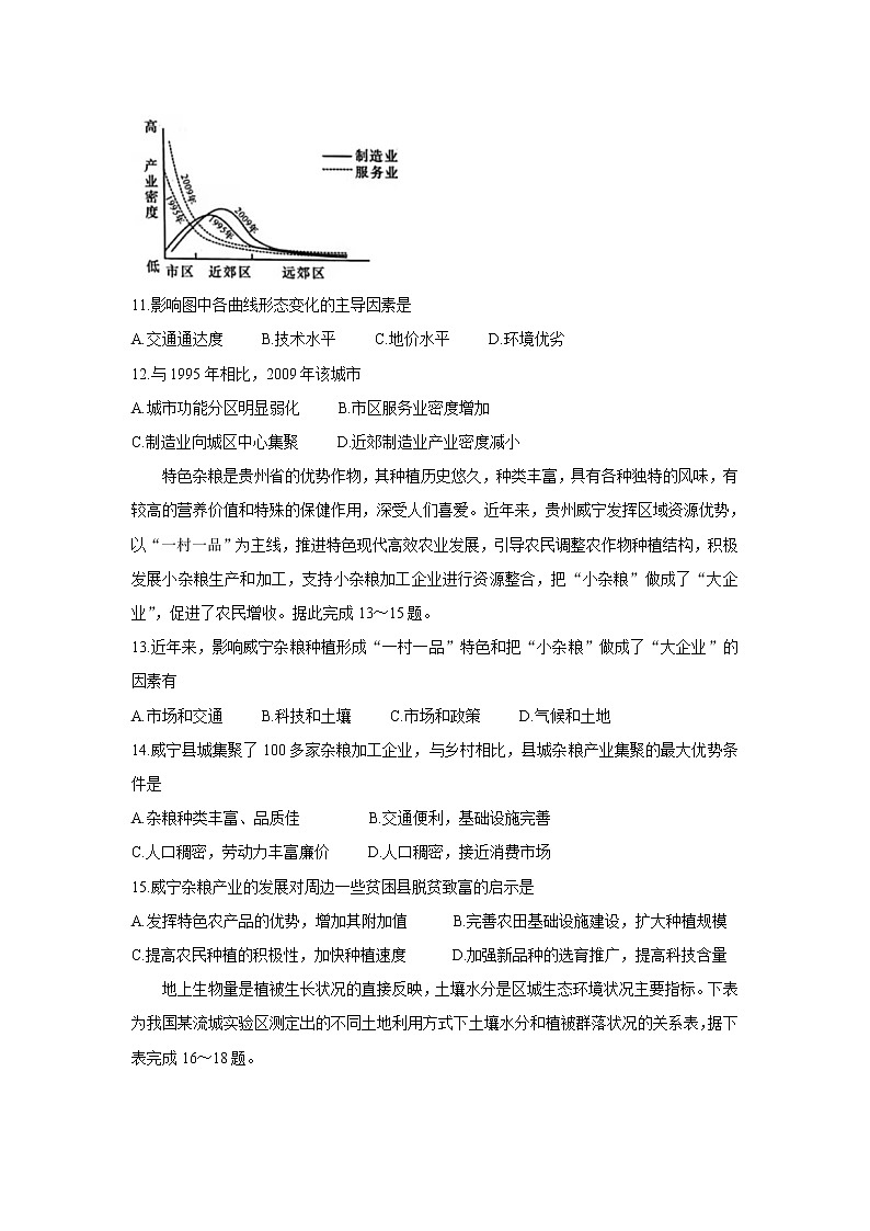 2022咸阳武功县高三上学期第一次质量检测地理含答案03