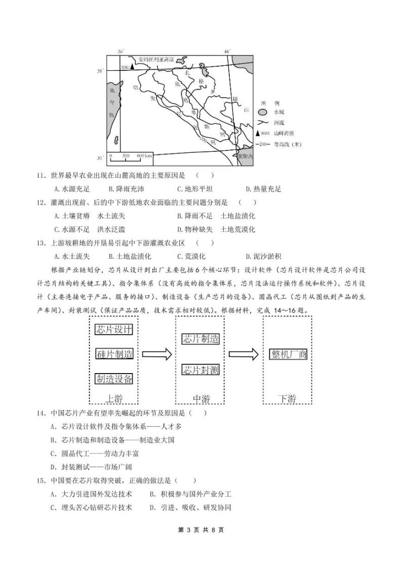 2021江苏省外国语学校高二下学期期中地理试题PDF版含答案03