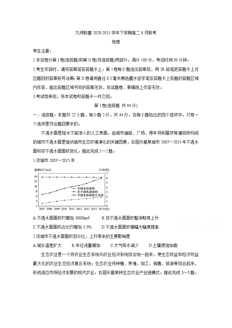 2021河南省九师联盟下学期高二6月联考地理含答案第1页