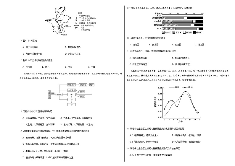 2020朔州怀仁县大地学校高二下学期期末地理试题Word含答案03