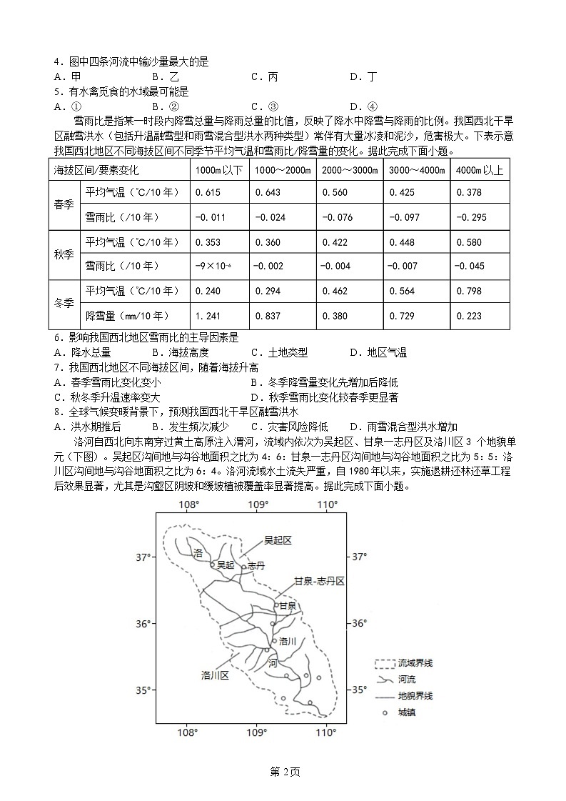 2022成都外国语学校高二下学期6月月考地理试题含答案第2页