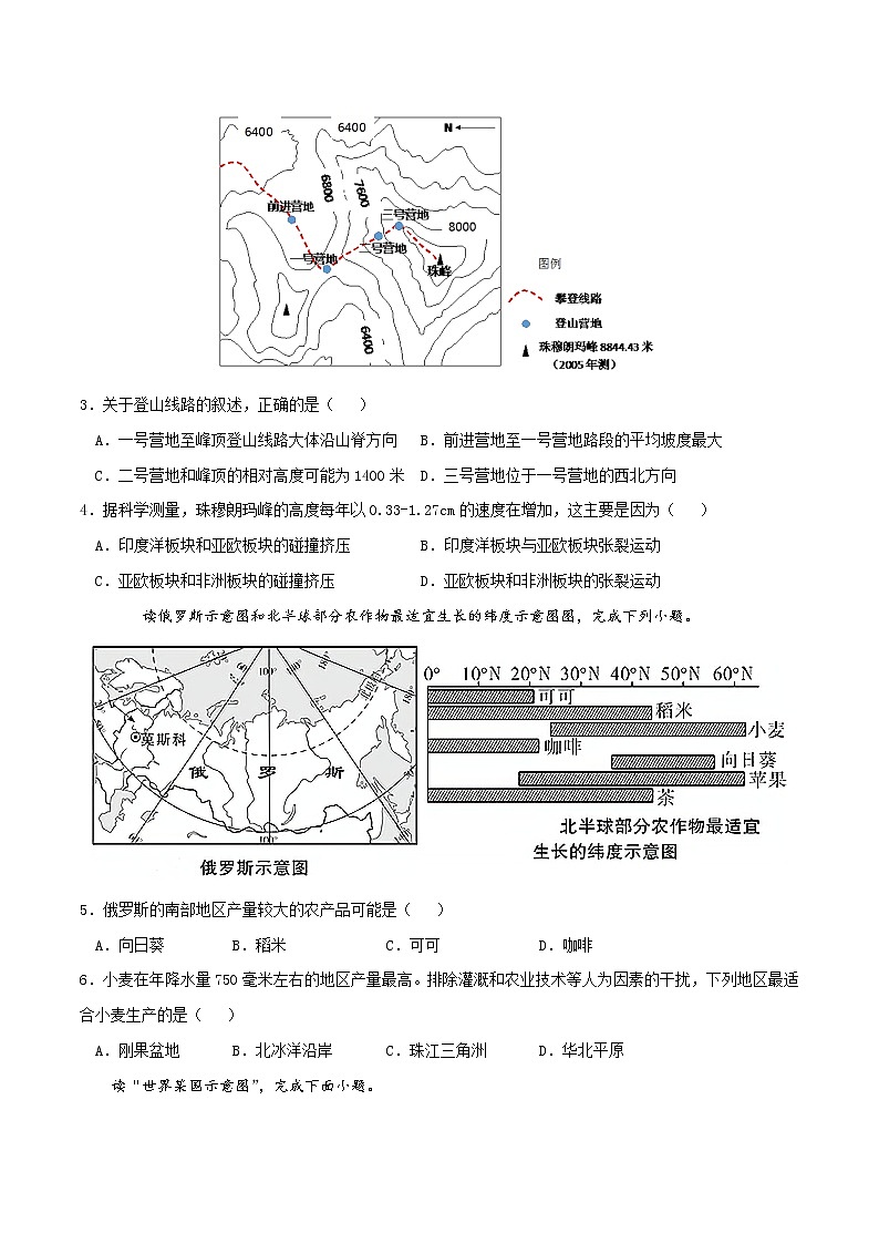 2021秋季高一新生入学分班考试地理试卷含解析02