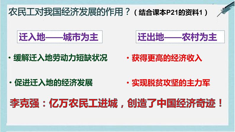 高中地理 必修二 如何看待农民工现象 问题探究:如何看待农民工现象 课件07
