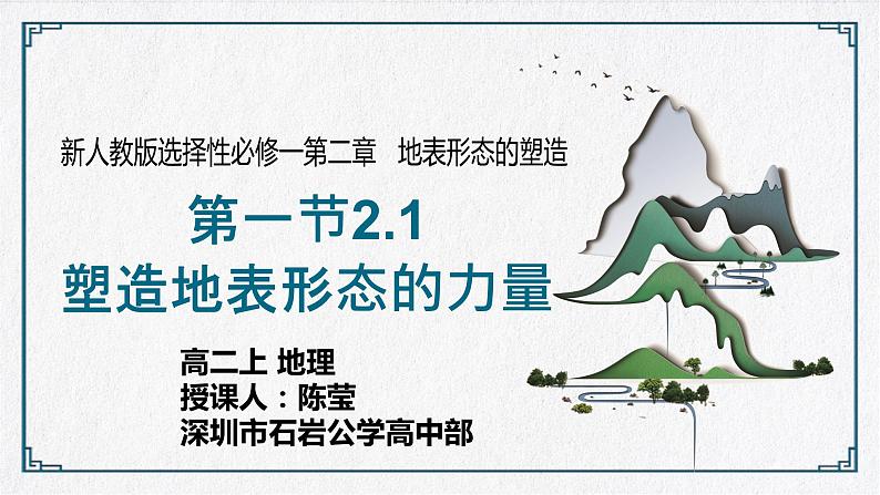 高中地理 选择性必修一 内力作用 外力作用 (PPT) 1塑造地表形态的力量 第一课时 课件第1页