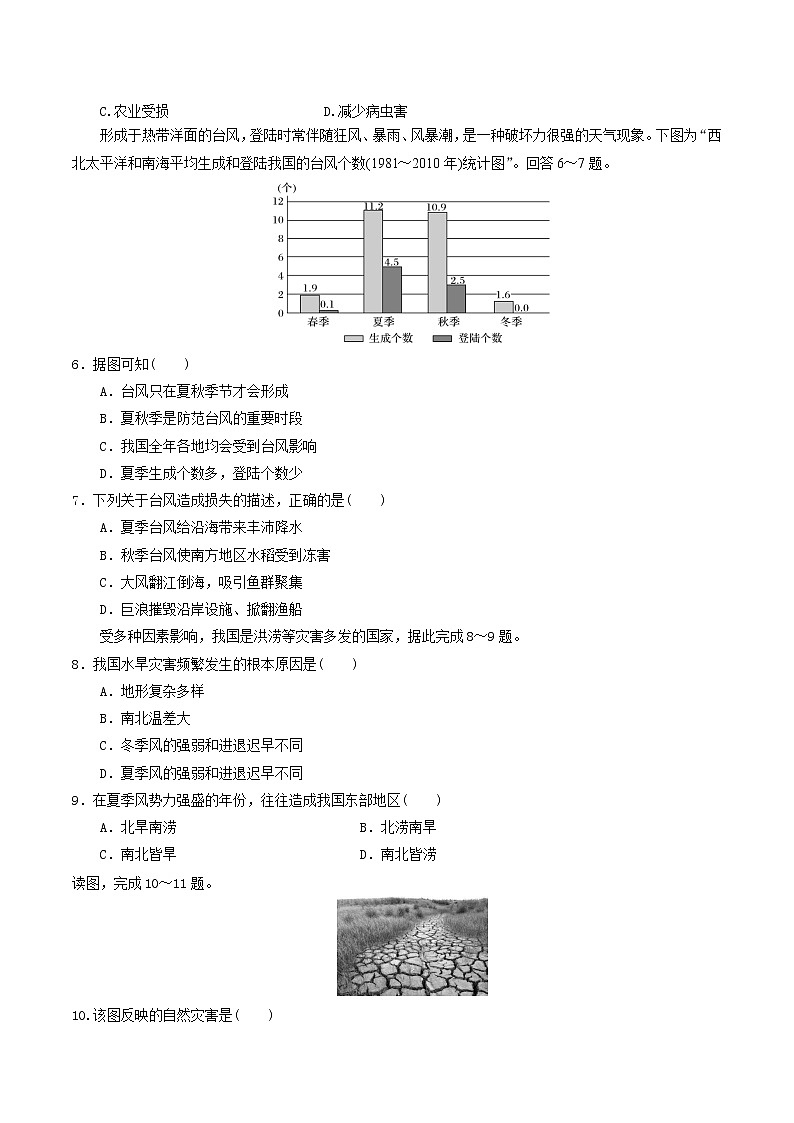 6.1气象灾害(精选练习)-2022-2023学年高一地理人教版2019必修第一册同步备课系列(原卷版)第2页