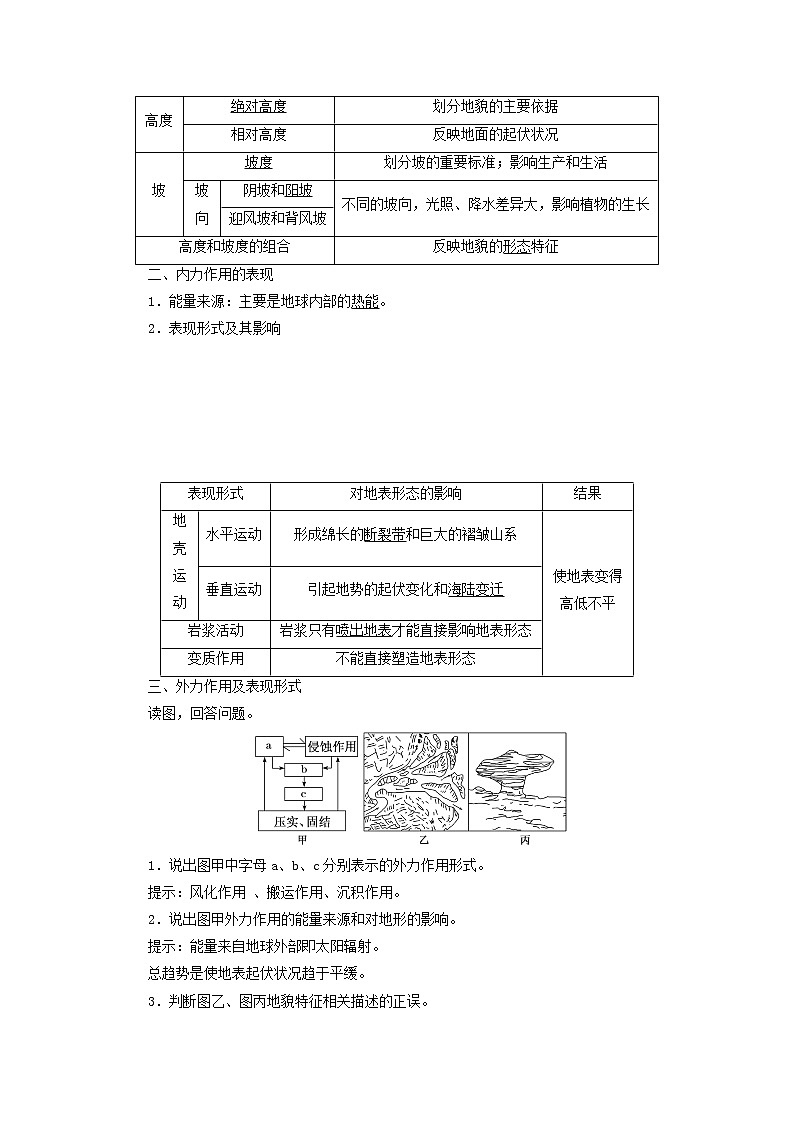 新课标2023版高考地理一轮总复习第六章地貌与地表形态的塑造第一节地貌与塑造地表形态的力量教师用书第2页