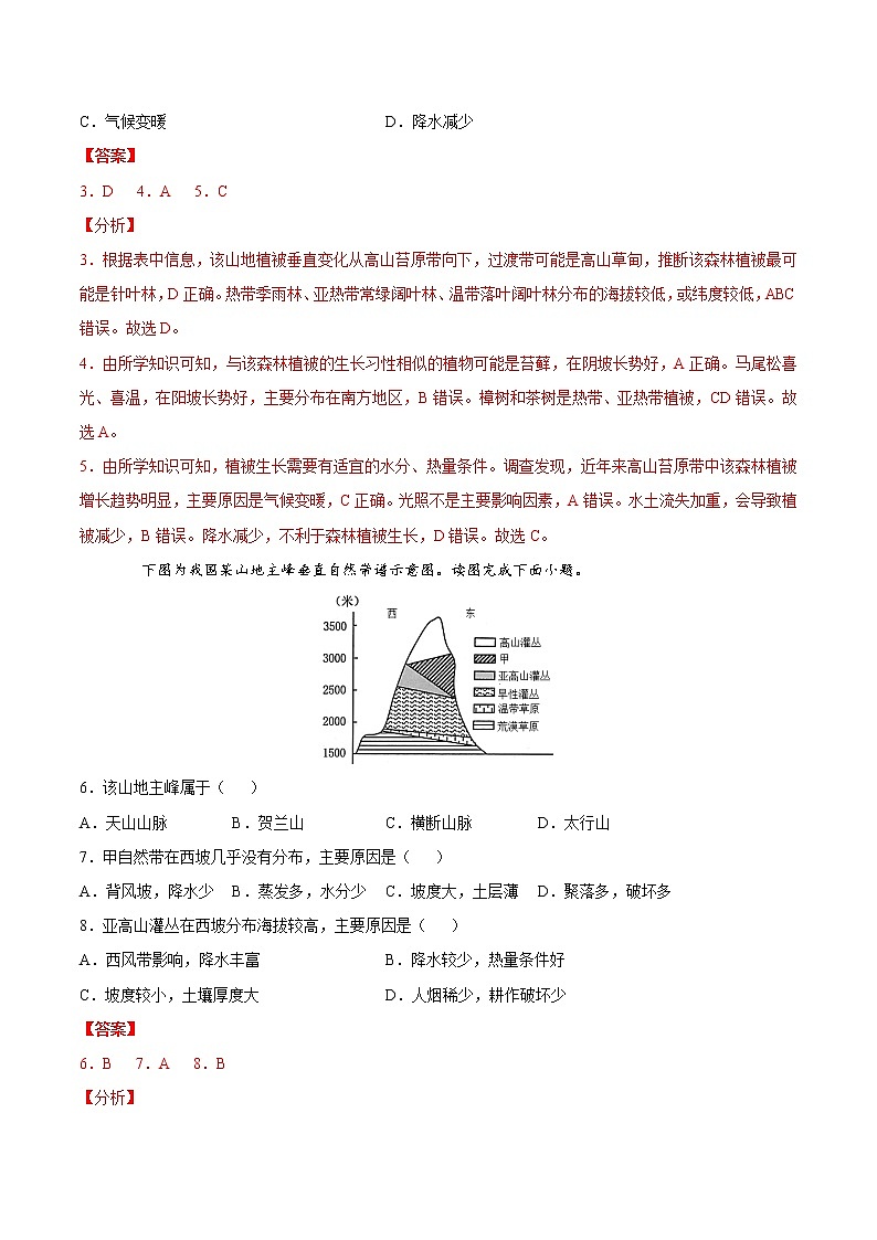 5.1自然环境的差异性(练习)-2022-2023学年高二地理同步备课系列(鲁教版2019选择性必修1)03