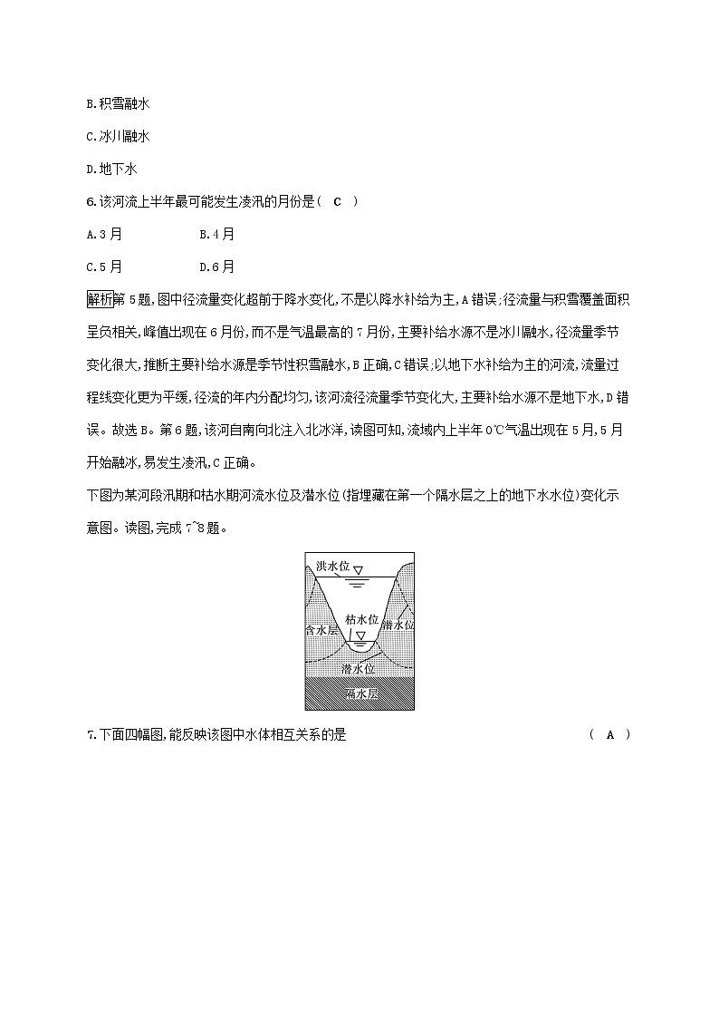 2022_2023学年新教材高中地理第四章水的运动第一节陆地水体及其相互关系课后习题新人教版选择性必修103
