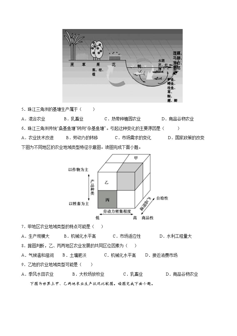 3.3以畜牧业为主的农业地域类型（练习）-2022-2023学年高一地理同步备课系列（人教版必修2）（原卷版）02