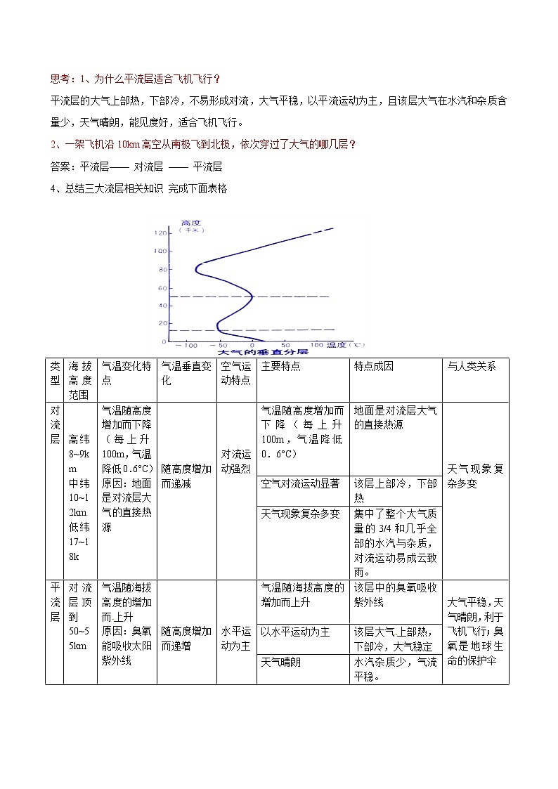 高中地理必修一 2.1 大气的组成和垂直分层20202021学年学案第3页