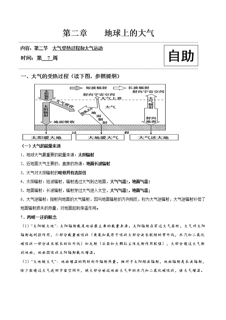 高中地理必修一 2.2 大气受热过程和大气运动20202021学年学案第1页