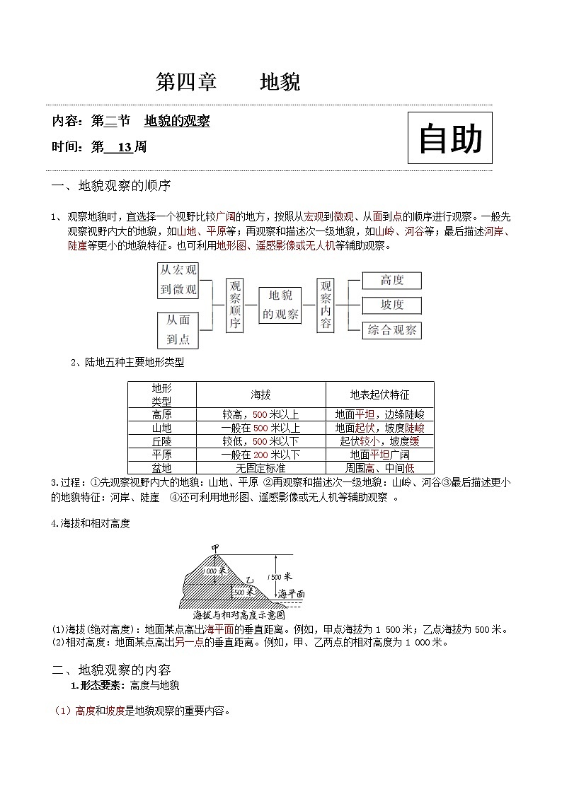 高中地理必修一 4.2 地貌的觀察20202021學年學案第1頁
