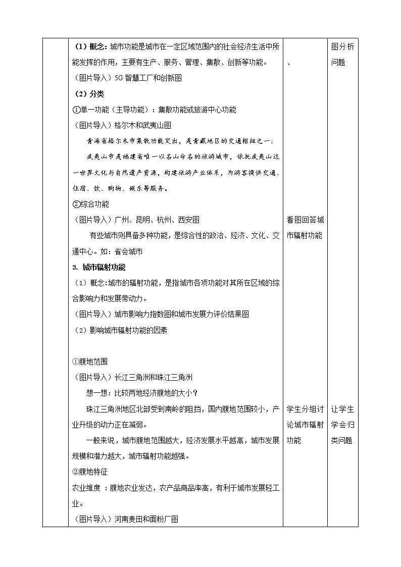 高中地理选择性必修二 3.1 城市的辐射功能教学设计第3页