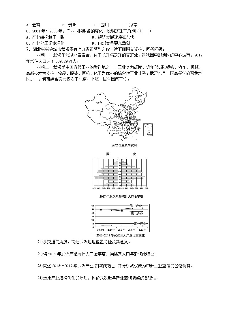 高中地理选择性必修二 3.2 地区产业结构变化 同步练习02
