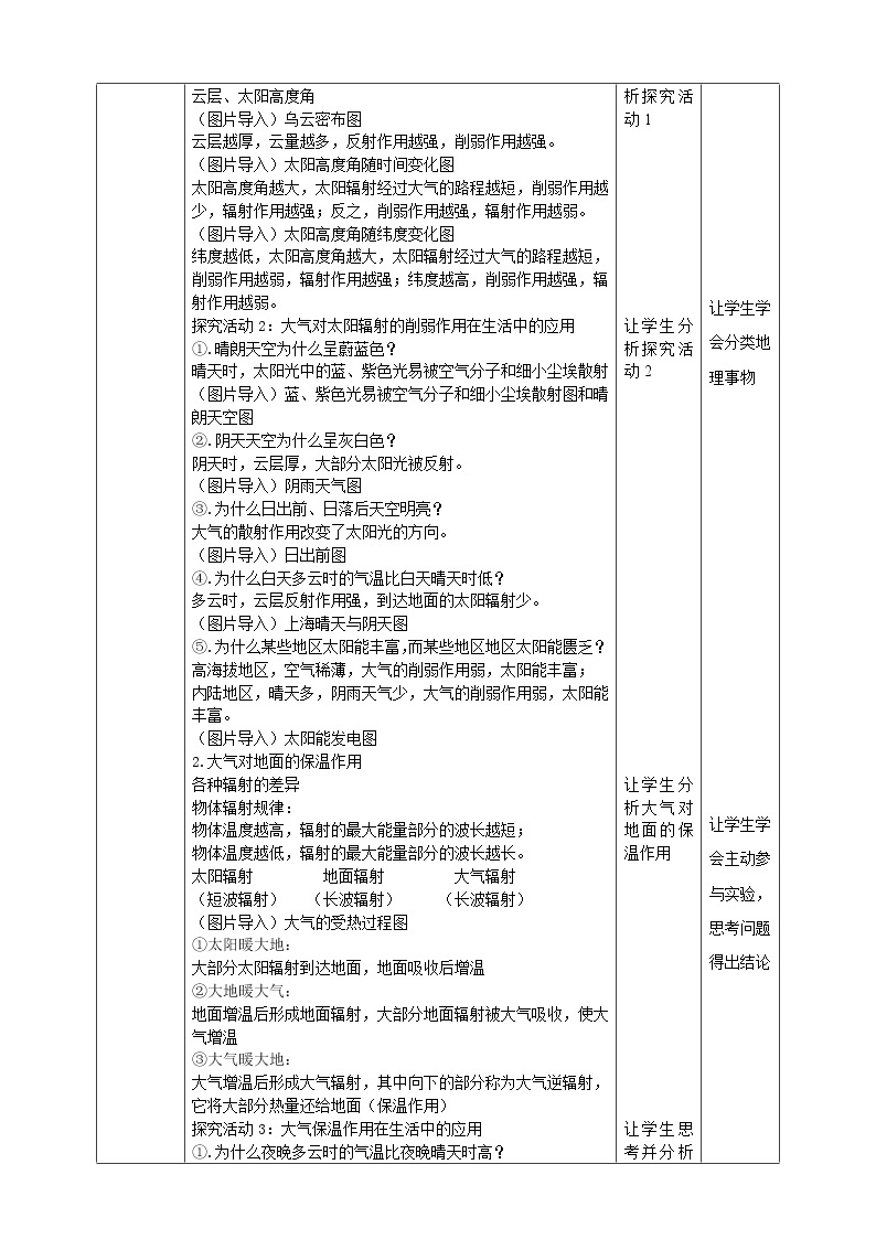 2.3 大气的受热过程与热力环流 第1课时 教学设计（表格式）02