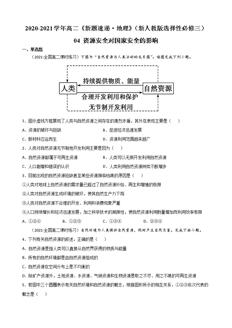 04 资源安全对国家安全的影响-2022-2023学年高二《新题速递·地理》(新教材人教版选择性必修3)01