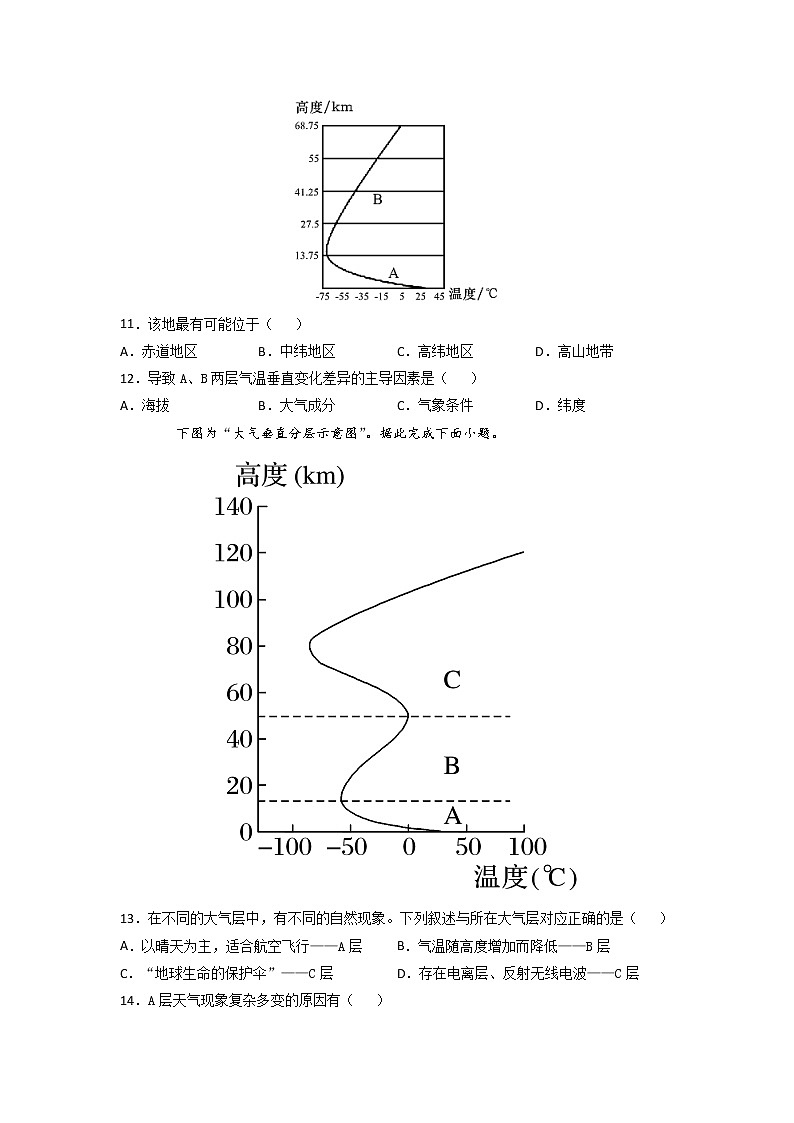 2.1 大气的组成和垂直分层 -2022-2023学年高一地理过关提优分层练(人教版2019必修第一册)03
