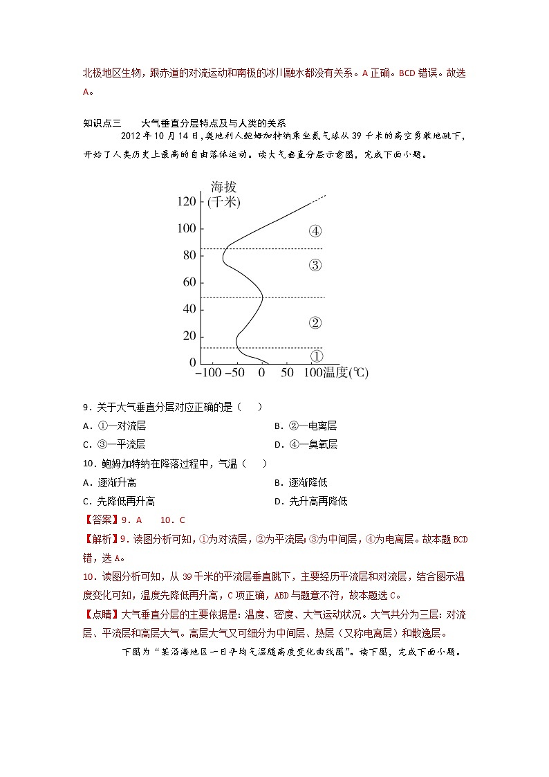2.1 大气的组成和垂直分层 -2022-2023学年高一地理过关提优分层练(人教版2019必修第一册)03
